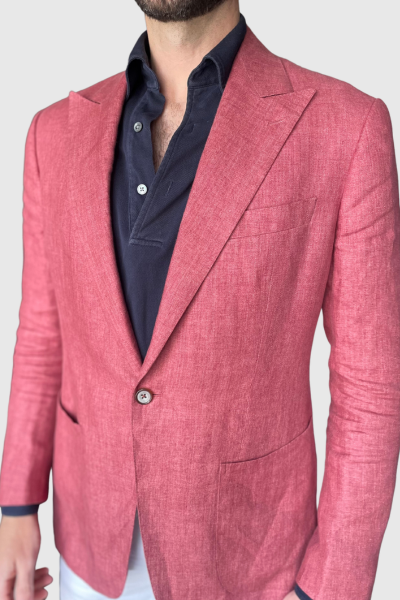 Red summer jacket pure linen