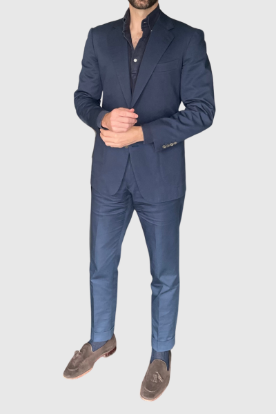 Navy cotton suit with polo shirt